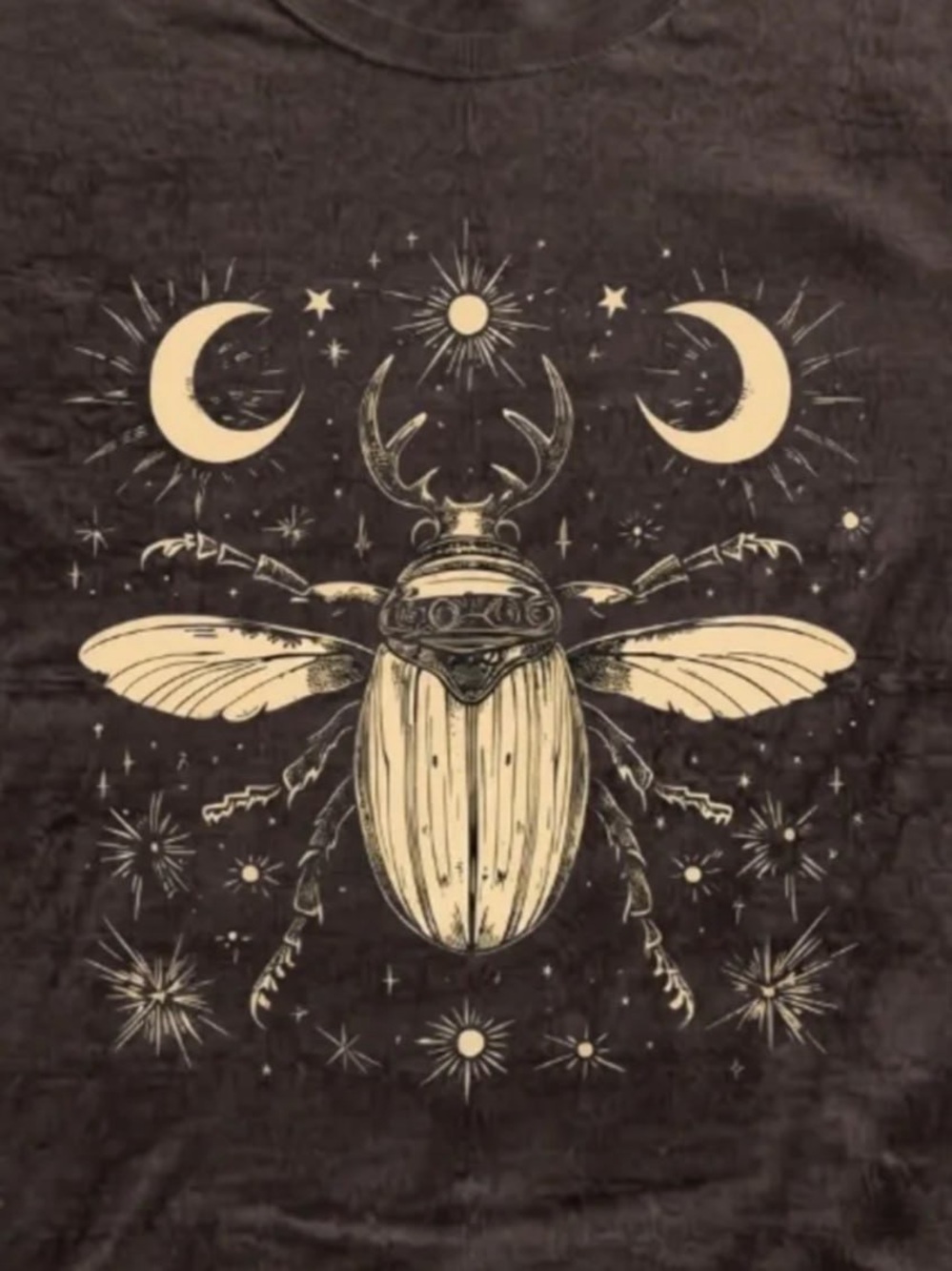 Gildan Brown Short Sleeve Tee with Celestial Beetle Graphic - Picture 2 of 2